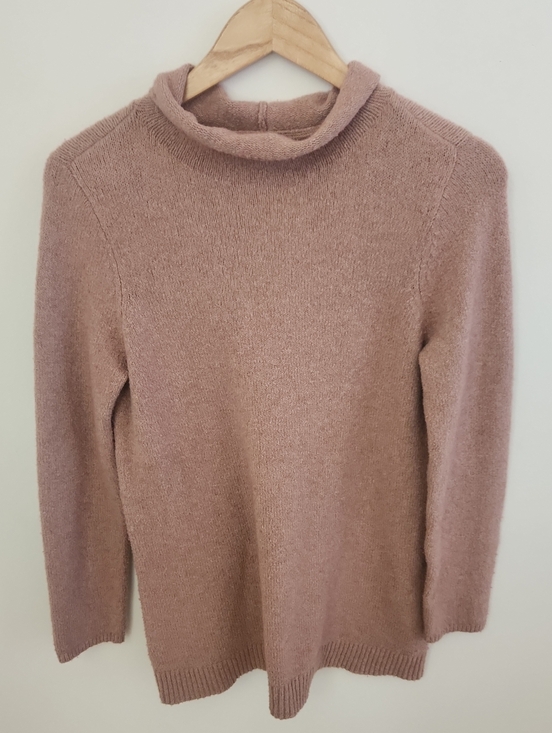J. Jill Sweaters - J. Jill Draped Funnel Neck Wool Knit Speckled Pink Sweater Small